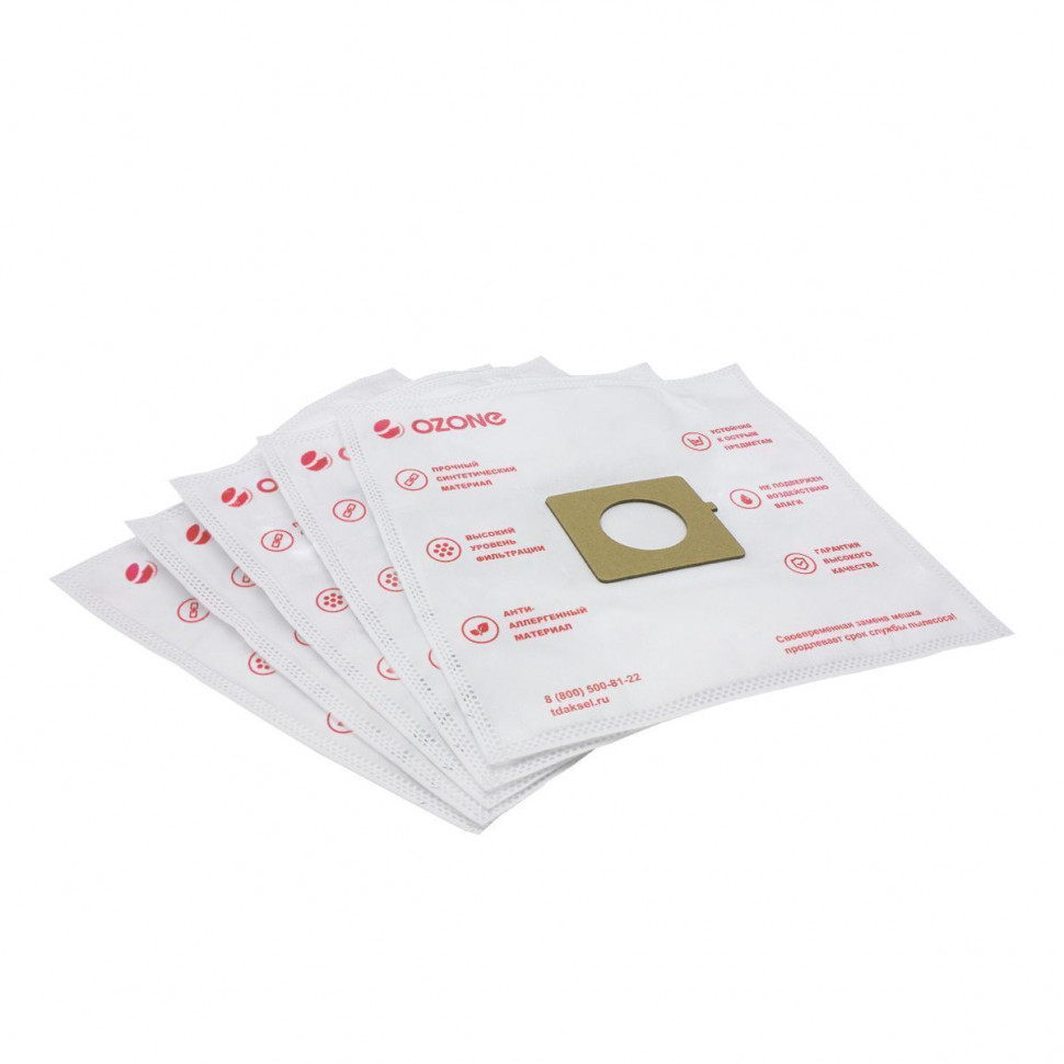 Мешки-пылесборники для пылесосов LG, EVGO, Polar синтетические, 5 шт + микрофильтр, Ozone, M-07NZ