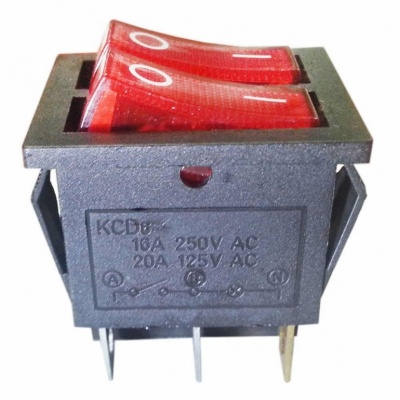 НАБОР 4 шт Выключатель двухклавишный 26*31мм, 16А, 250V, 2 положения, с сигнальной лампой, Thermex, KM66135