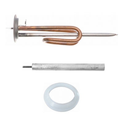 Комплект ТЭН 1 кВт (1000 Вт) RF для водонагревателя Redber, Timberk + прокладка + анод, 30011K