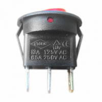 Выключатель круглый одноклавишный D20/22мм, 6А, 250V, 2 положения, с сигнальной лампой, Thermex, 66216